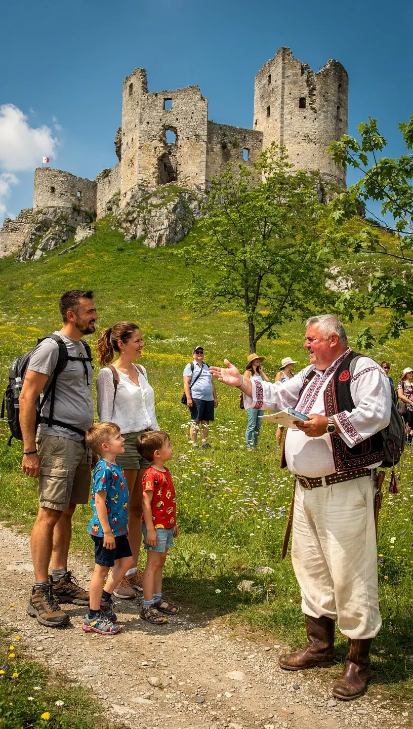 Mapa označujúca trasu historickej pešej túry cez významné slovenské pamiatky a hrady